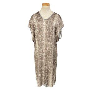 Aquarius Cocktail Julz Sloppy V Dress NWT Silk Midi Snakeskin Python Brown Small